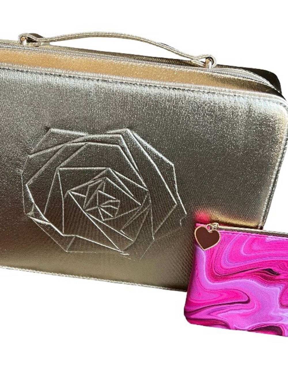 Lancôme Paris Gold Train Cosmetic Travel Make Up Case w Ipsy bag!